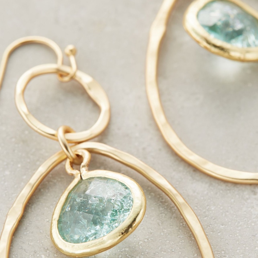Anthropologie Gold and Aqua Earrings
